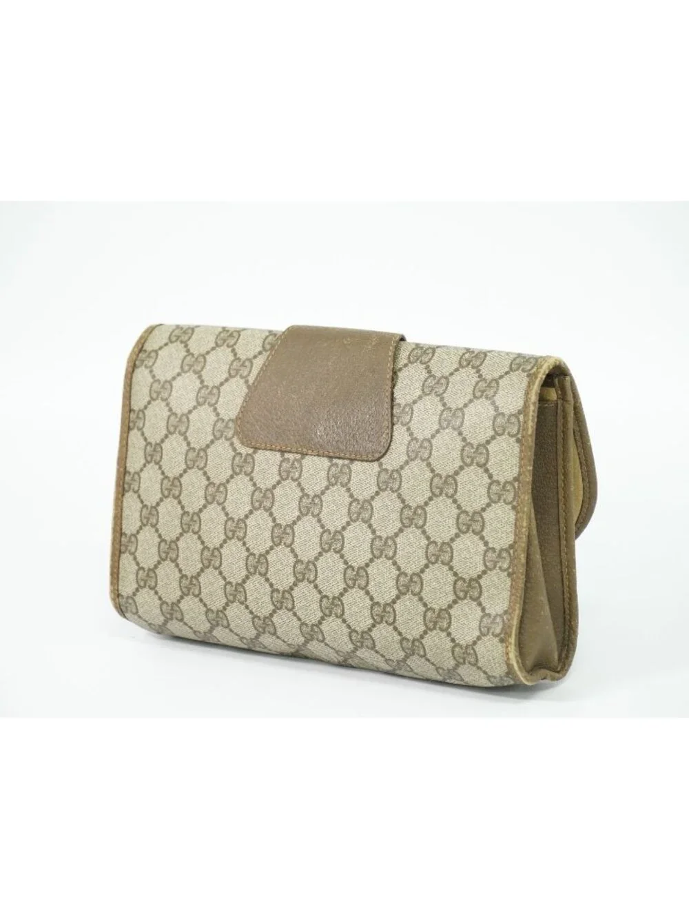 Gucci Vintage Sherry Line GG Supreme Clutch Beige